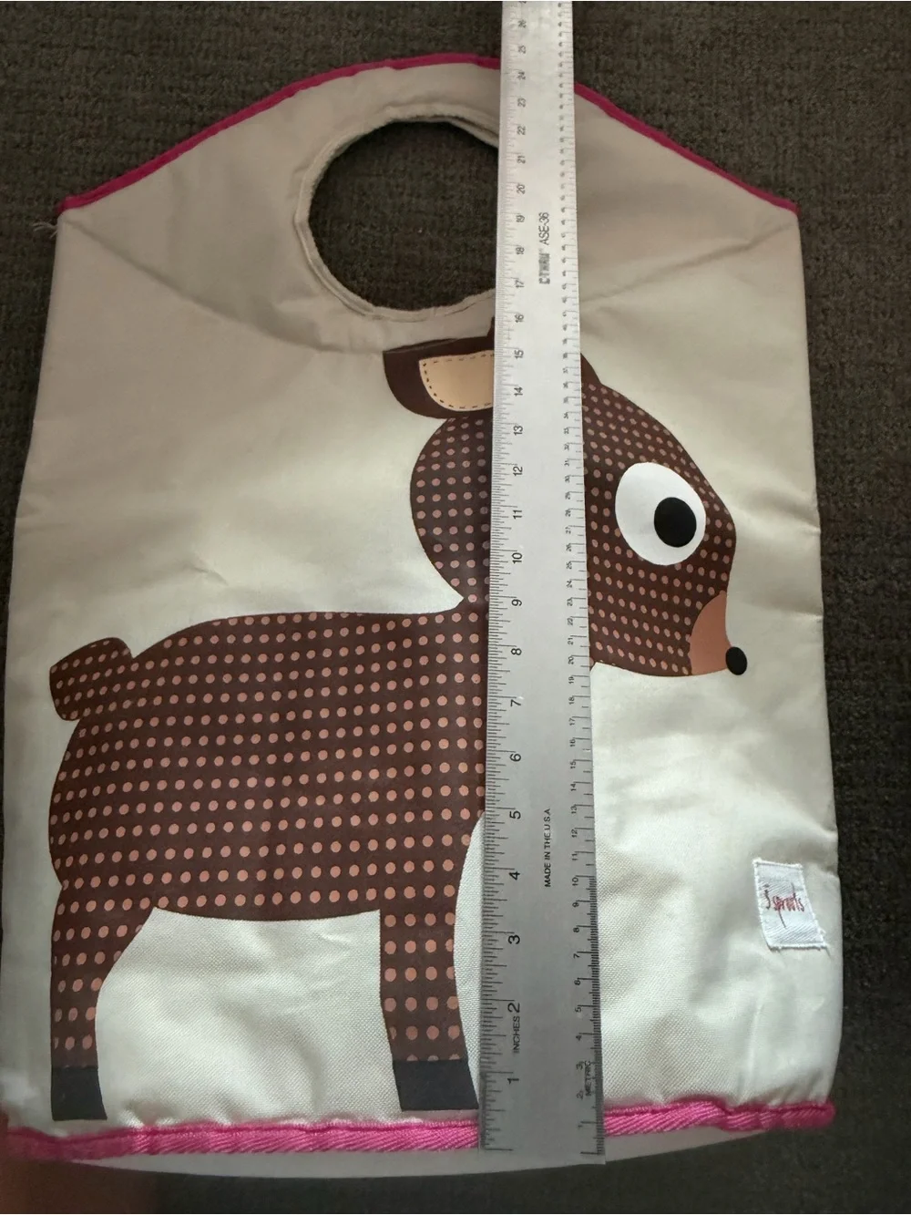 3 Sprouts laundry Deer Print Storage Tote - Pink Trim
